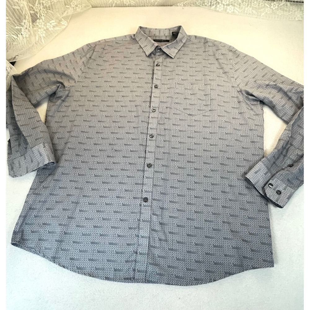 Axist Button Down Shirt Mens XXL Grey Geometric Modern